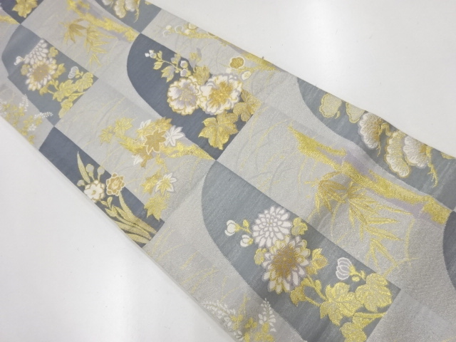 JAPANESE KIMONO / VINTAGE FUKURO OBI / WOVEN FLOWERS